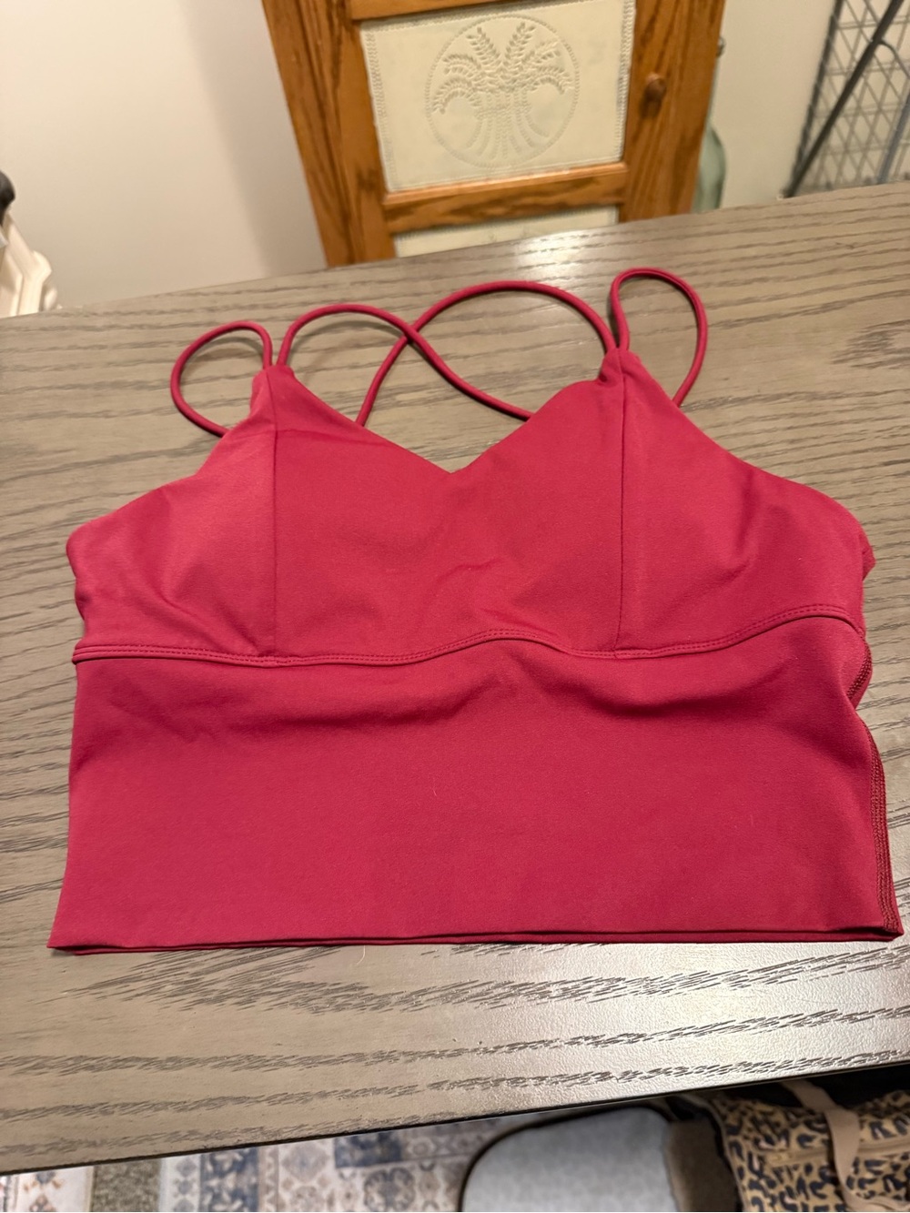 Strappy V-Neck Crop Top in Raspberry Pink